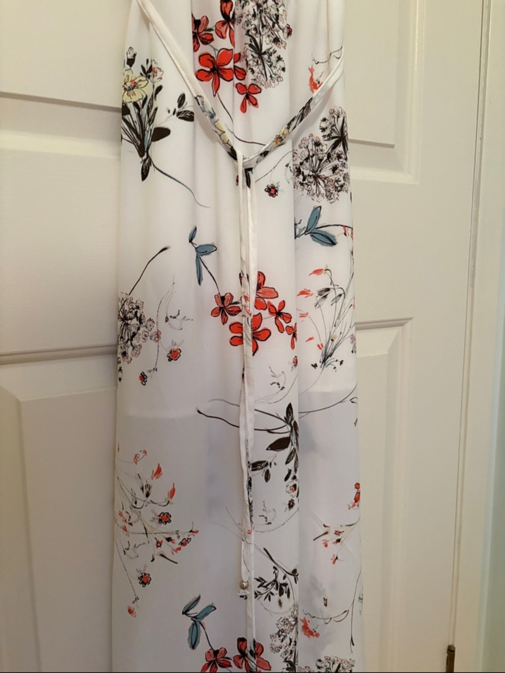 Dynamite White Floral Maxi Dress with Red and Blue Accents - Picture 2 of 4